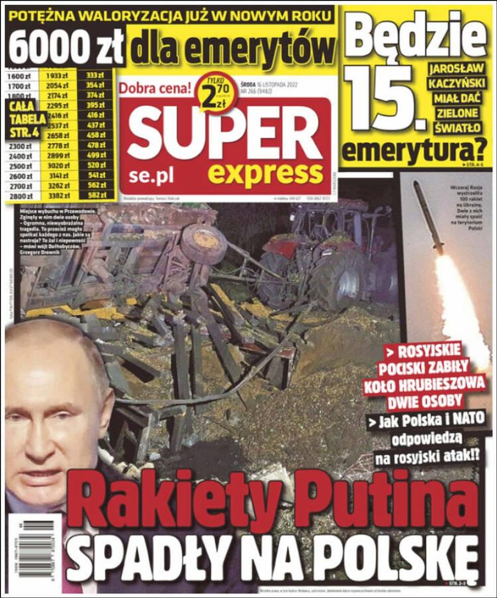 “Putin’s Rockets” Fall On Polish Front Page