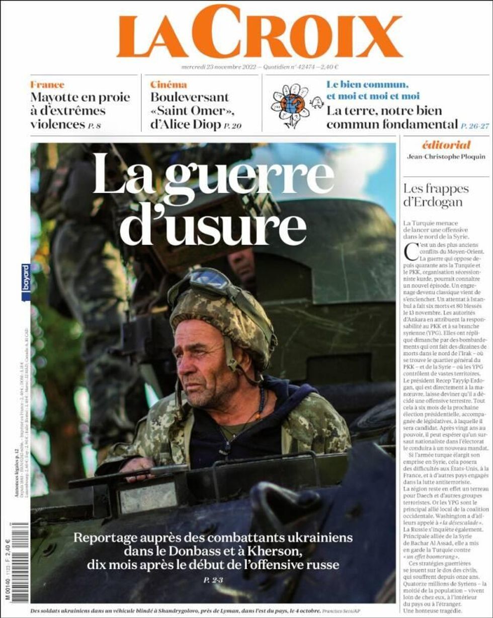 “War Of Attrition” On French Daily Front Page