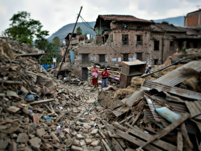 Earthquake survivors in Kathmandu