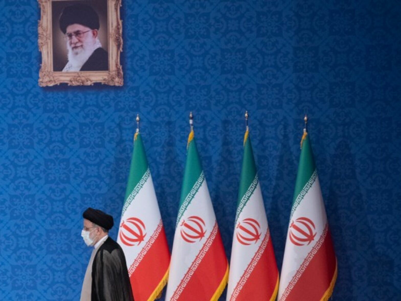 Ebrahim Raisi arrives at his first press conference as Iran’s newly elected president, in Tehran.