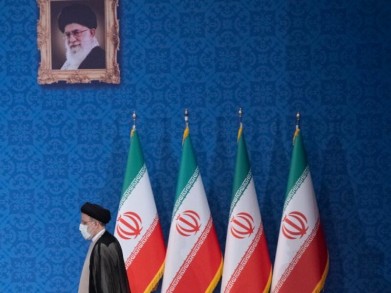 Ebrahim Raisi arrives at his first press conference as Iran’s newly elected president, in Tehran.