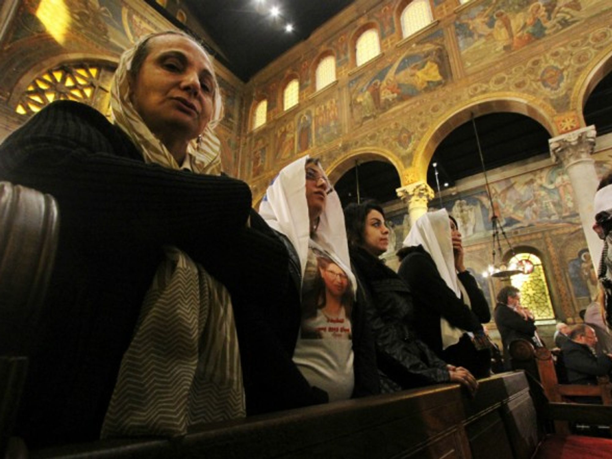 Egyptian Christians praying in a church in Cairo