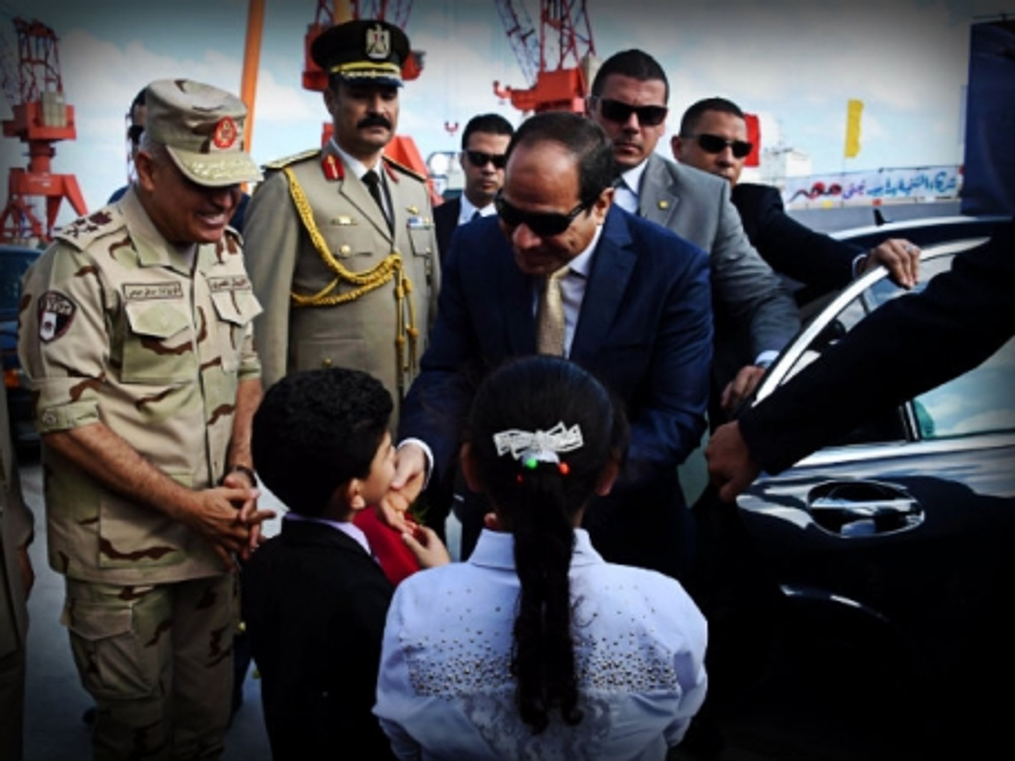 Egyptian President Abdel Fattah al-Sisi pressing the flesh in Alexandria.