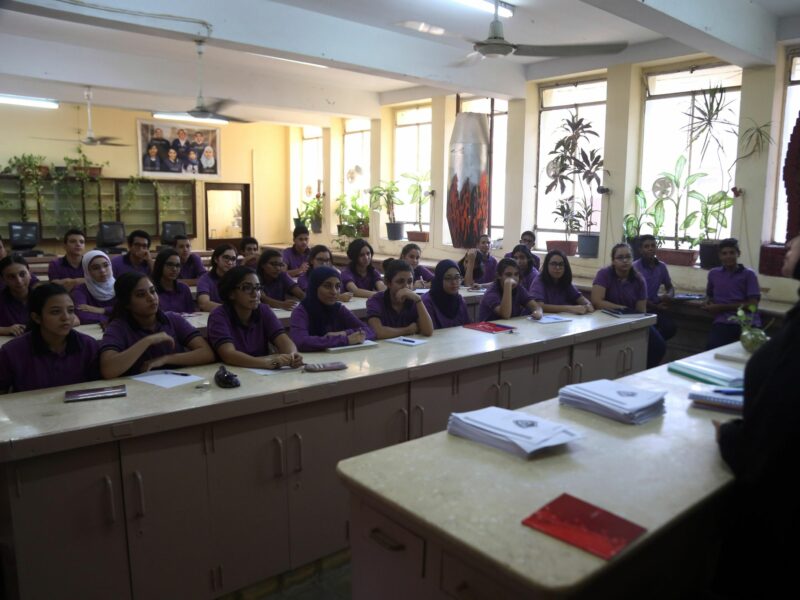 Egyptian students attend a class at Maadi school in Cairo, Egypt.