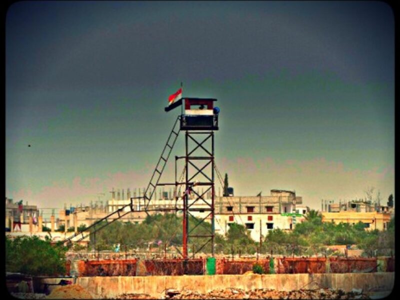 Egyptian watchtower at Rafah checkpoint at the Gaza border