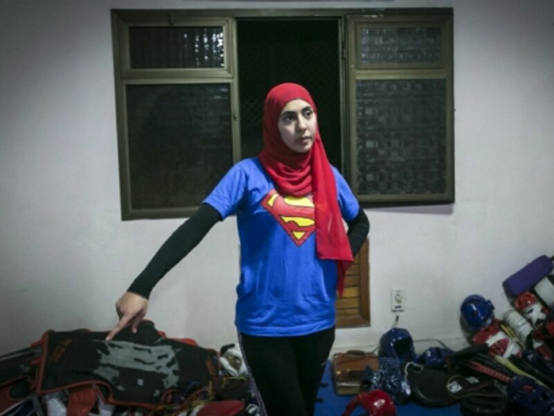 Egyptian woman at a self-defense class in Cairo