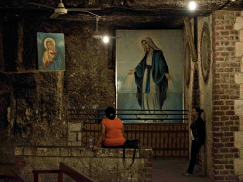 Egyptian women praying in a convent in southern Egypt