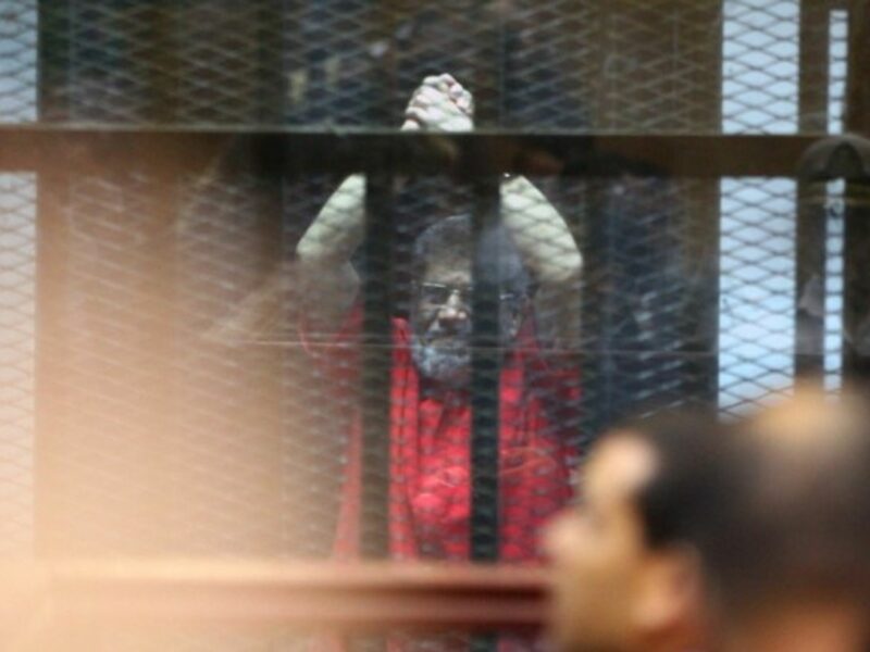 Egypt's Former President Mohamed Morsi in a court in Cairo on June 18.