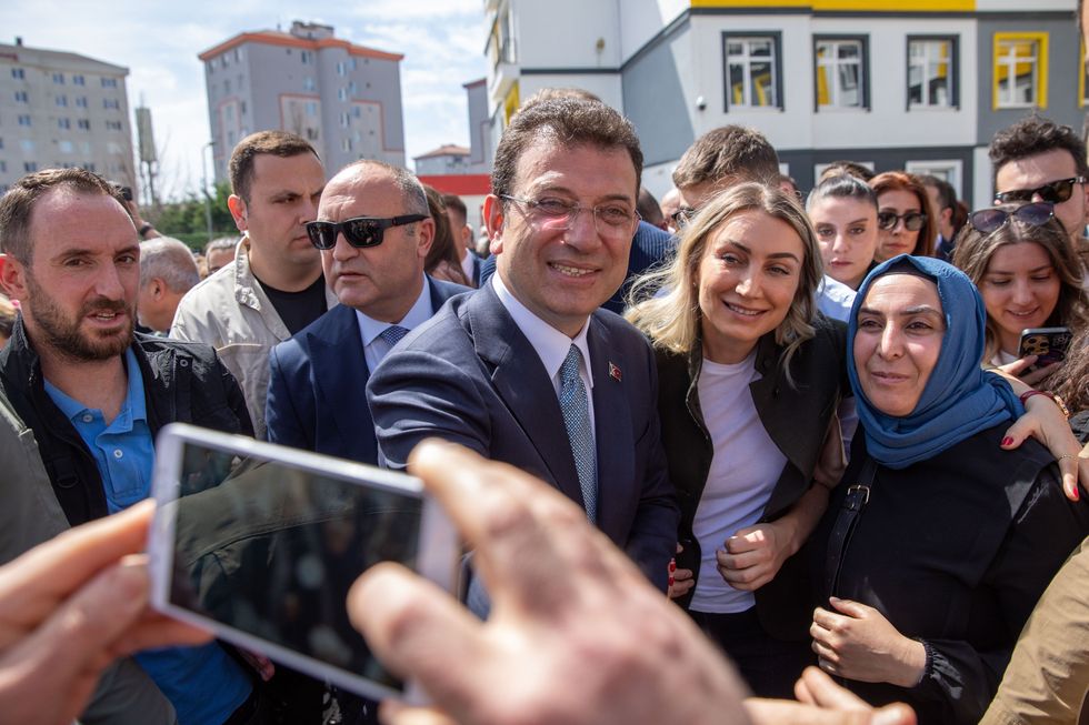 Ekrem Imamoglu, Mayor of Istanbul Metropolitan Municipality and candidate of the Republican People's Party, CHP, cast his vote with his wife Dilek Imamoglu.