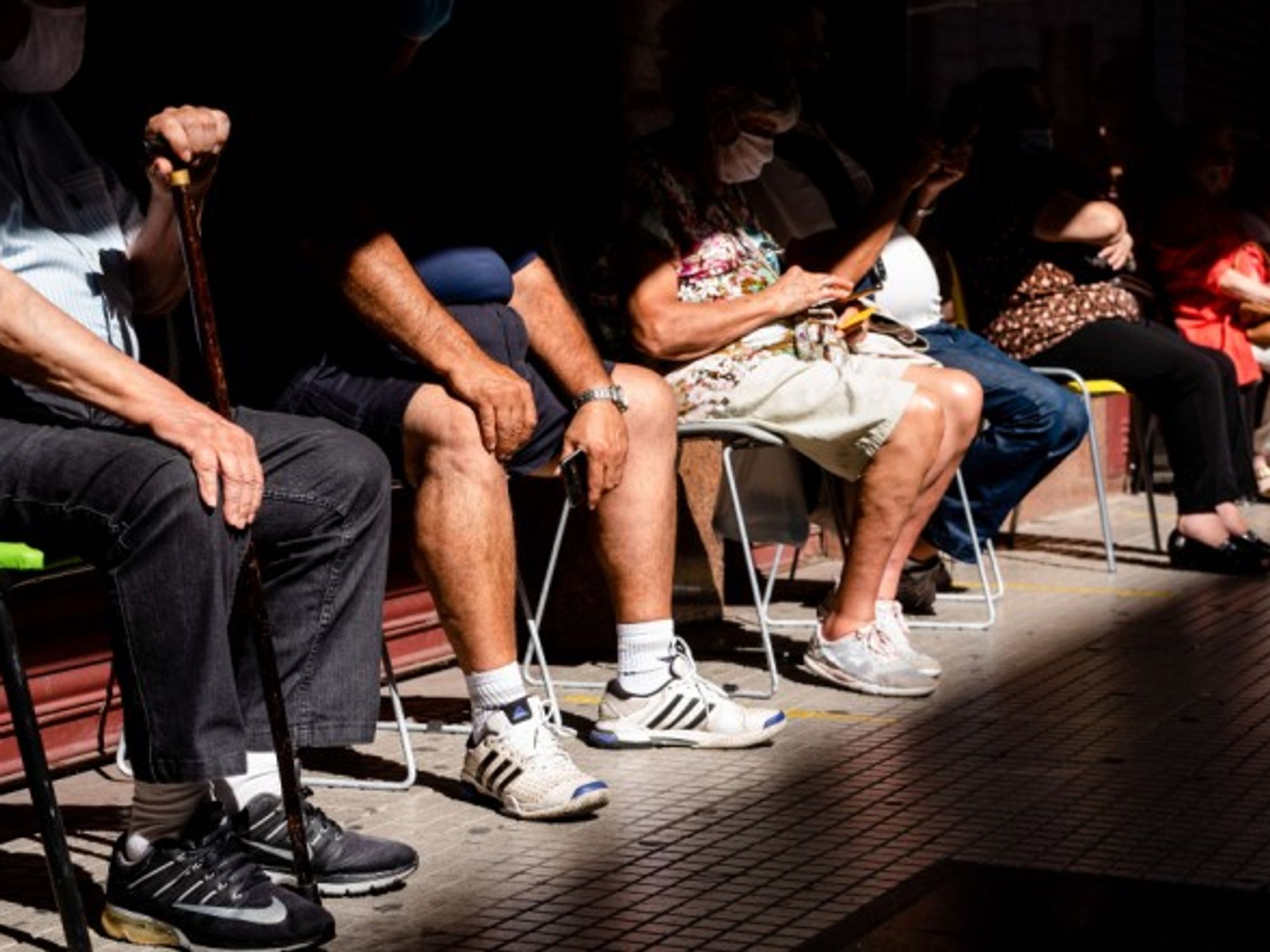 Elderly citizens are waiting to receive the COVID-19 vaccine at Luna Park Stadium in Buenos Aires, Argentina.