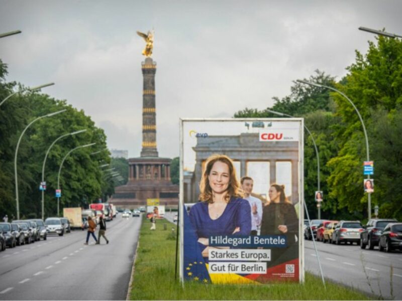 Election banner of Hildegard Bentele, a candidate of the CDU for the 2019 European Parliament Election