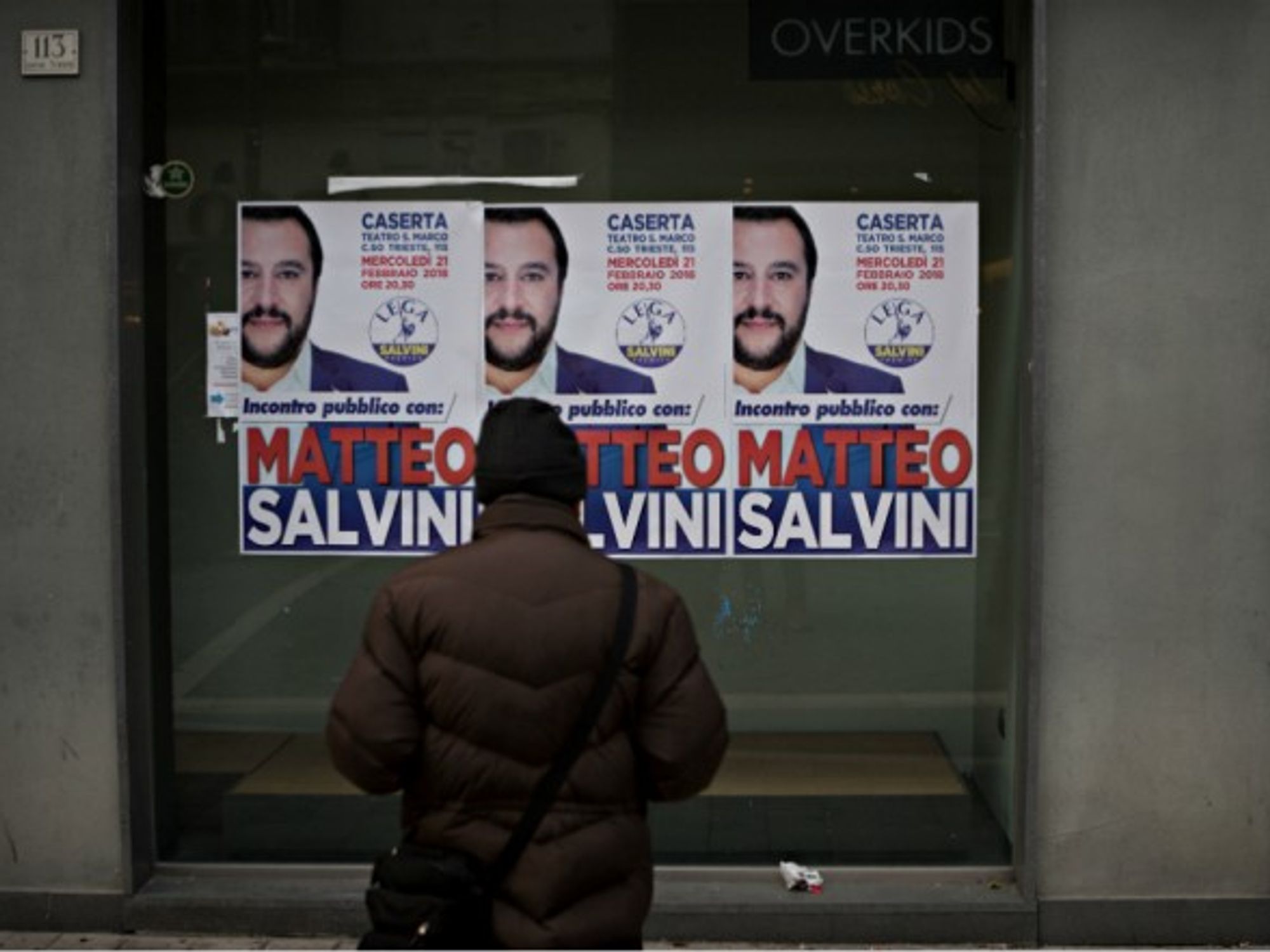 Election posters for Five Star leader Matteo Salvini in Naples