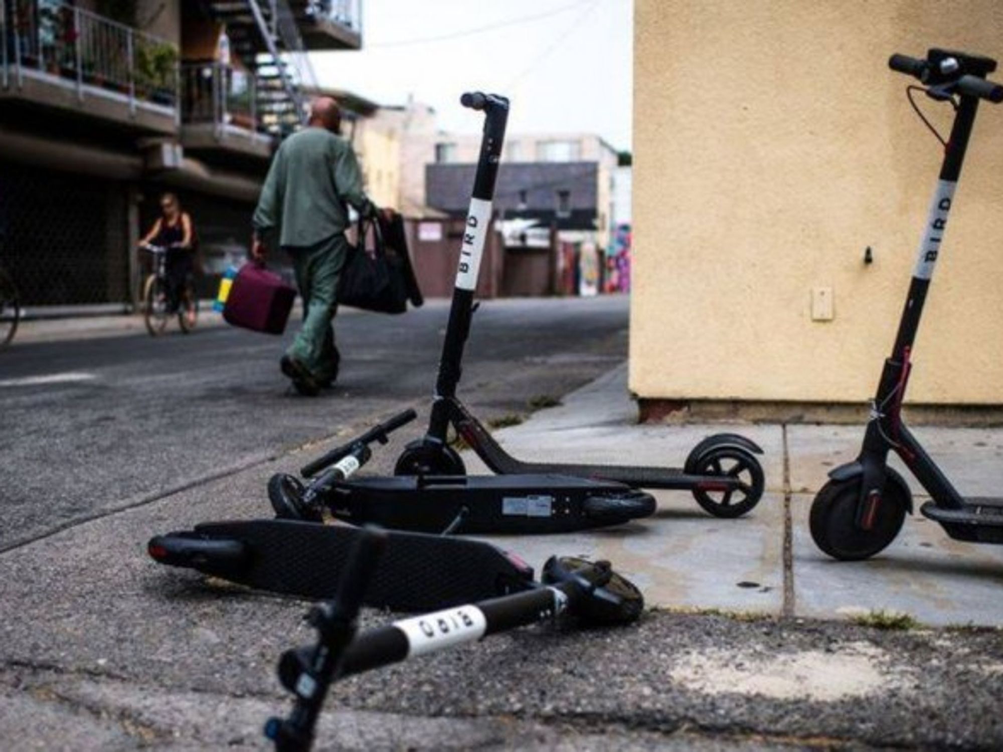 Electric scooters left behind everywhere.