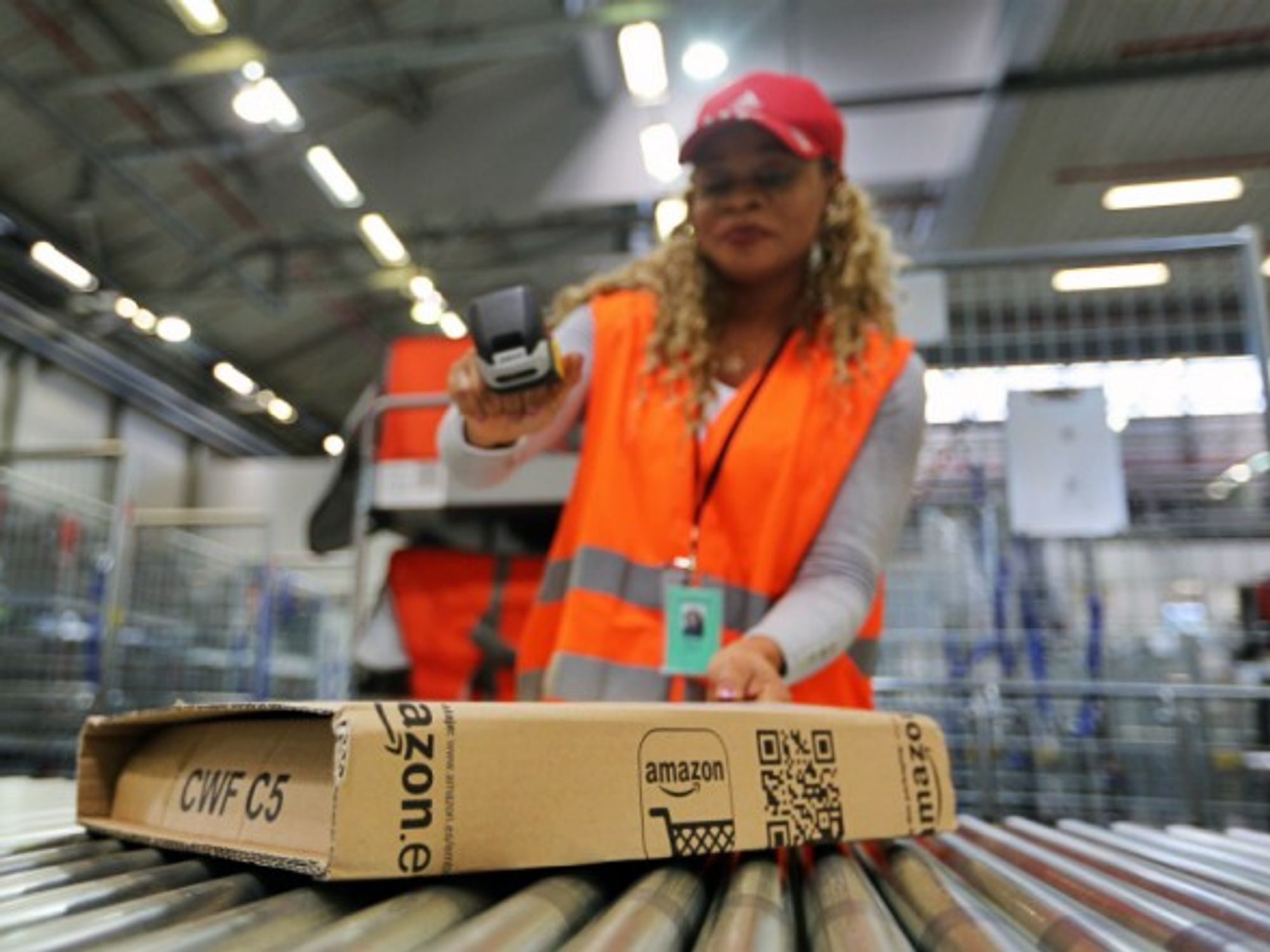 Employee at an Amazon distribution center