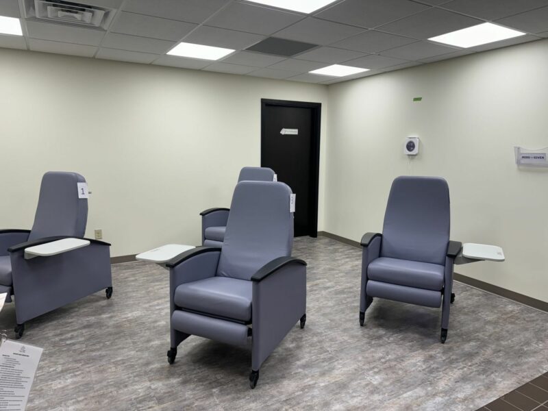 Empty recovery room chairs in an abortion clinic