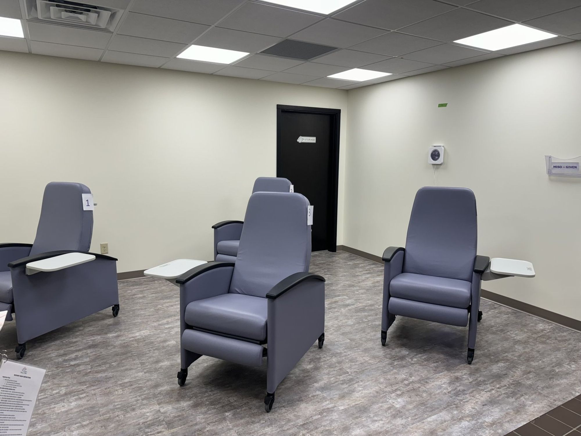 Empty recovery room chairs in an abortion clinic