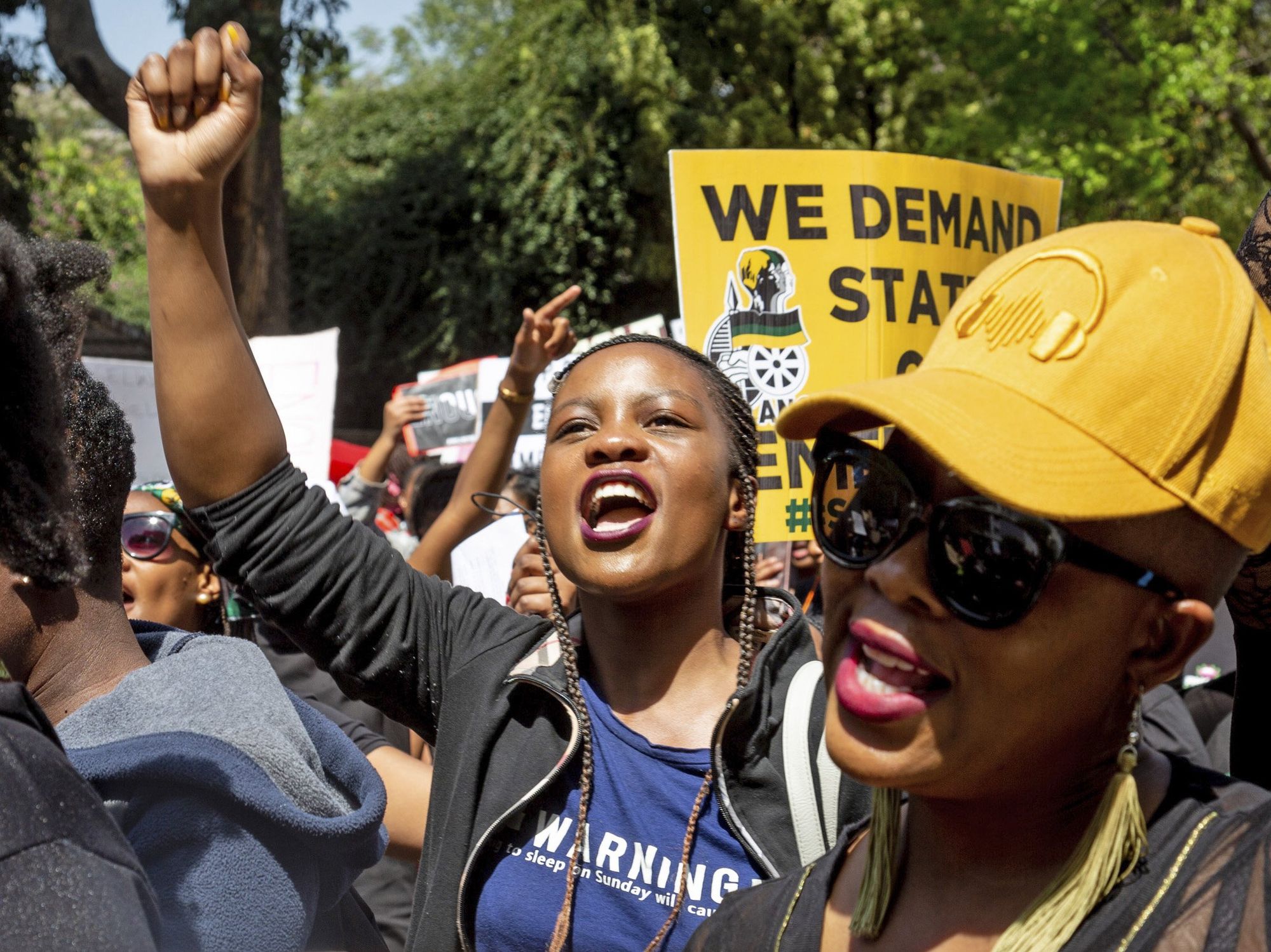 eople take part in a protest against gender violence in Johannesburg, South Africa