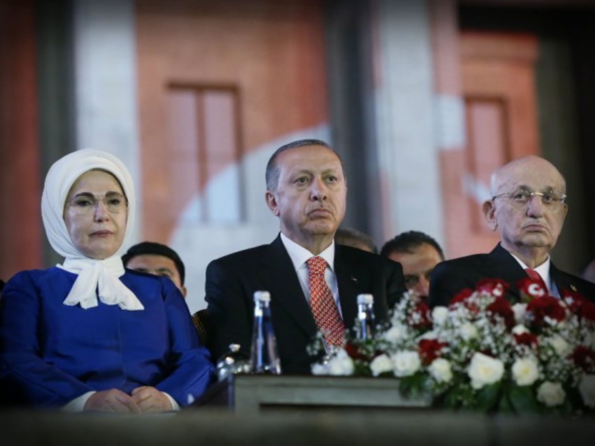 Erdogan, center, marks the coup anniversary in Ankara