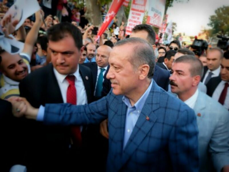 Erdogan saluting supporters in Istanbul late Sunday