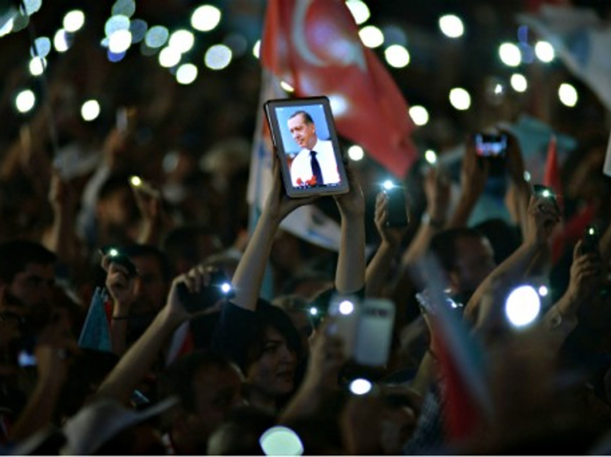 Erdogan supporters in post-victory celebration in Ankara