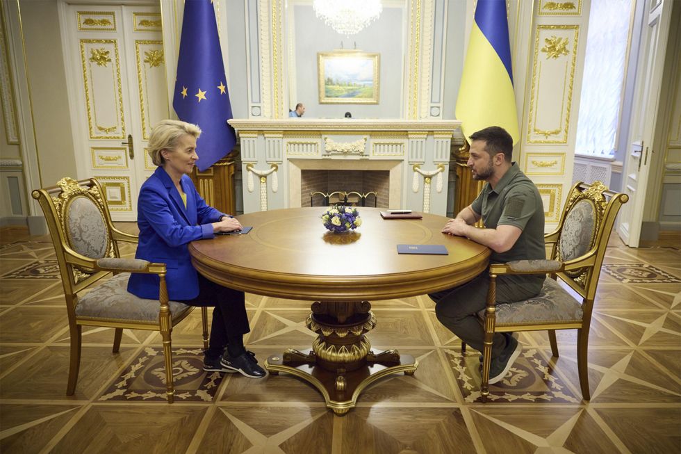 European Commission President Ursula von der Leyen during her visit to Ukraine