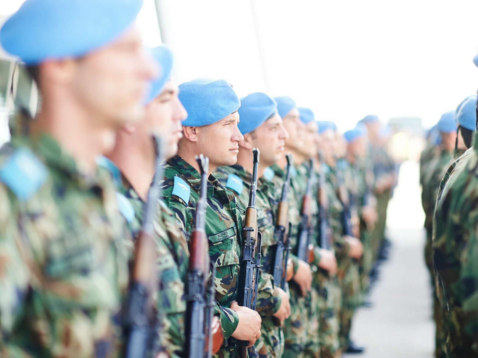 European Defence Agency members standing in line.