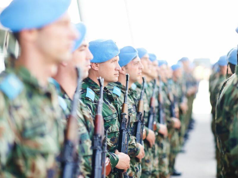 European Defence Agency members standing in line.