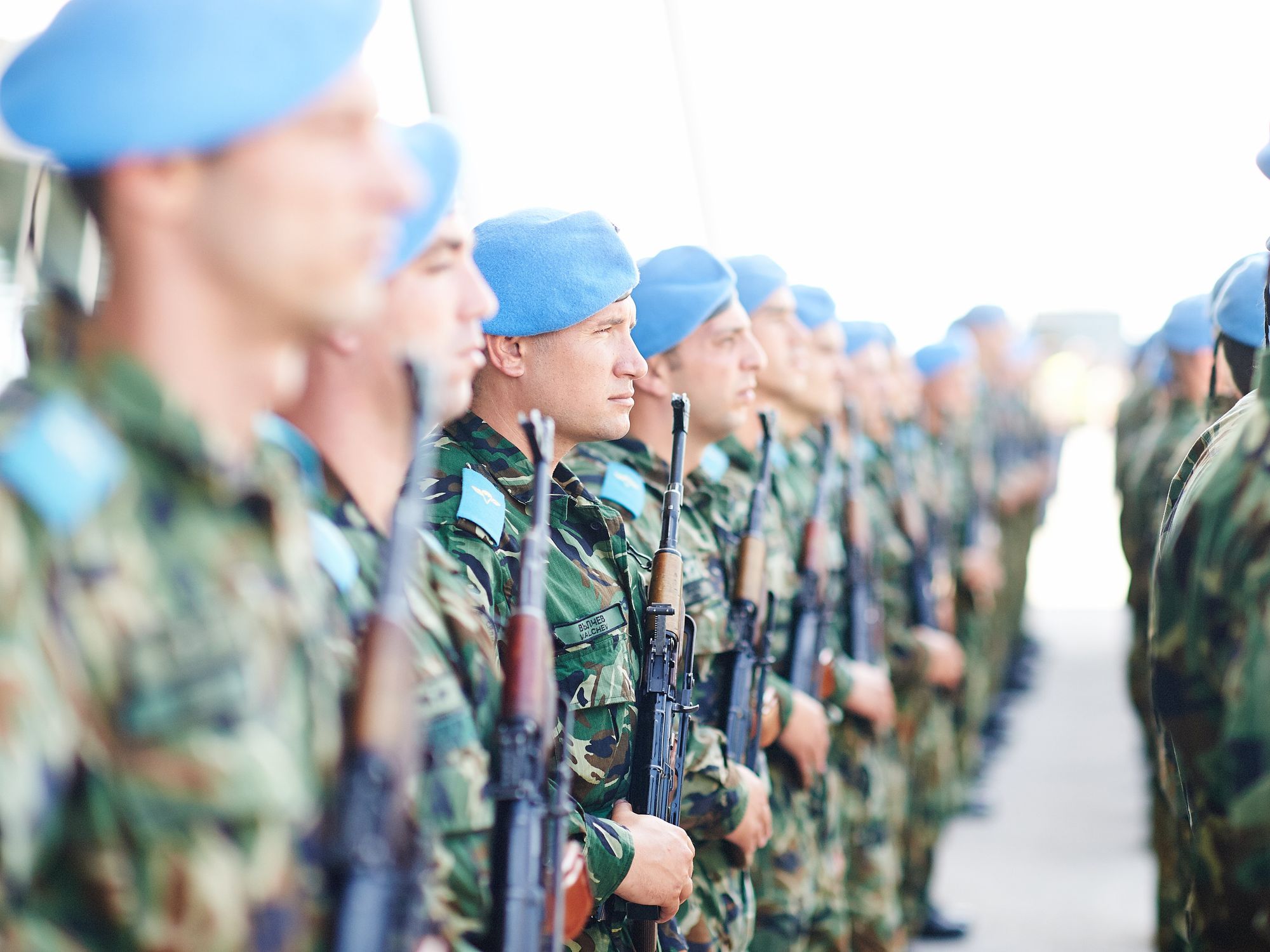 European Defence Agency members standing in line.