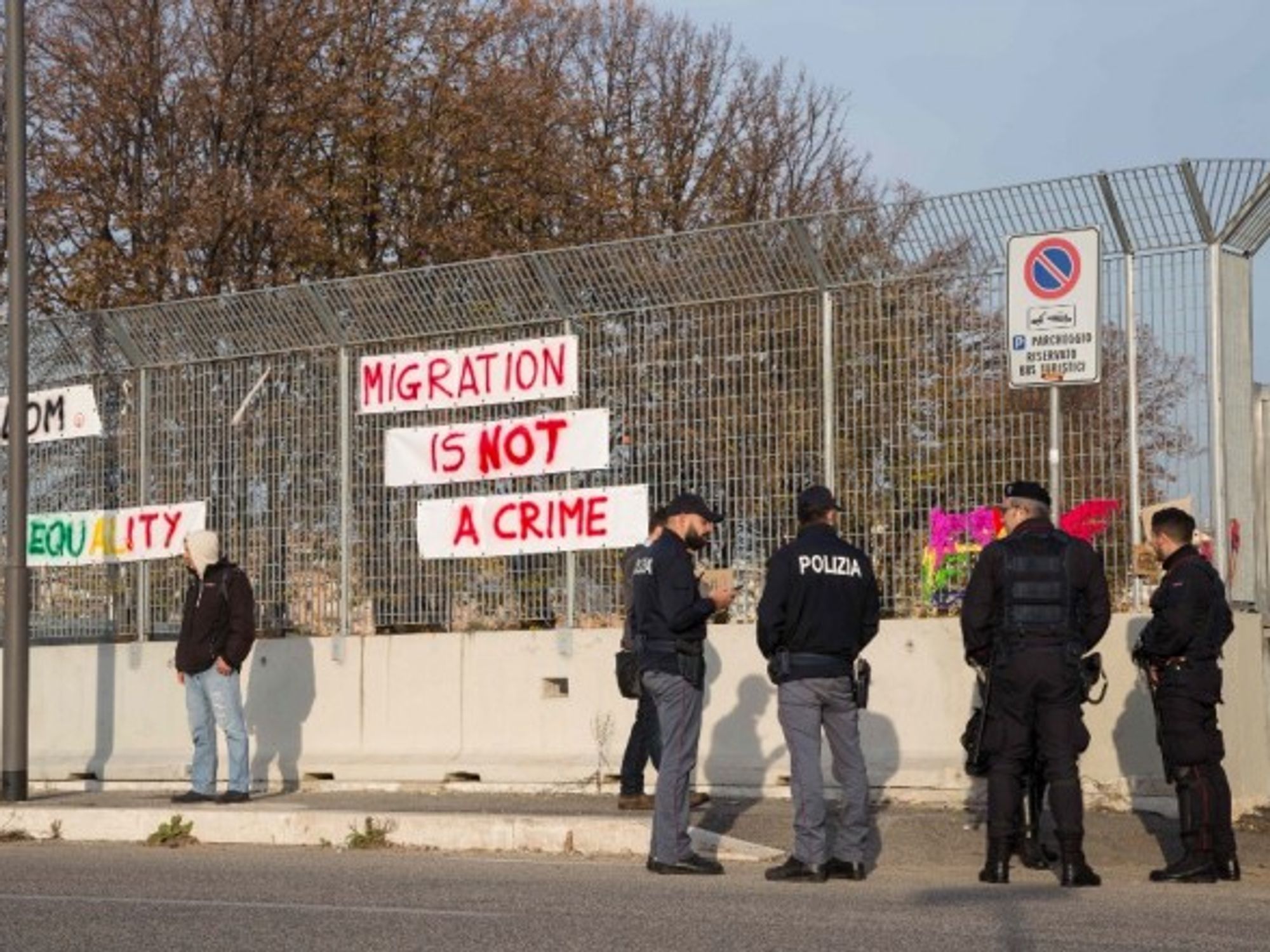 Eviction of Baobab Migrant Camp in Rome on Nov. 13, 2018.
