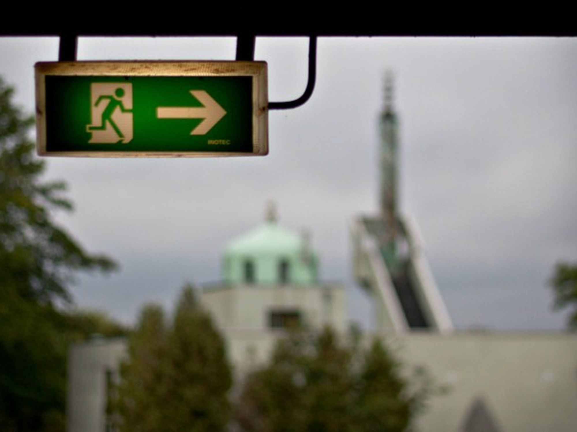 Exit sign near Aachen's mosque, Germany