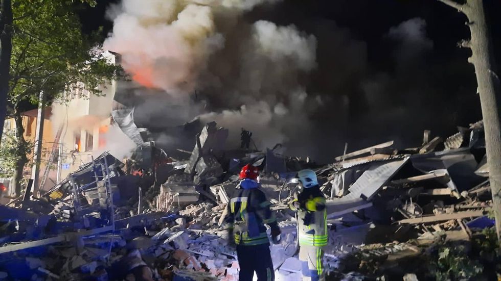 Explosion on Kharkiv building