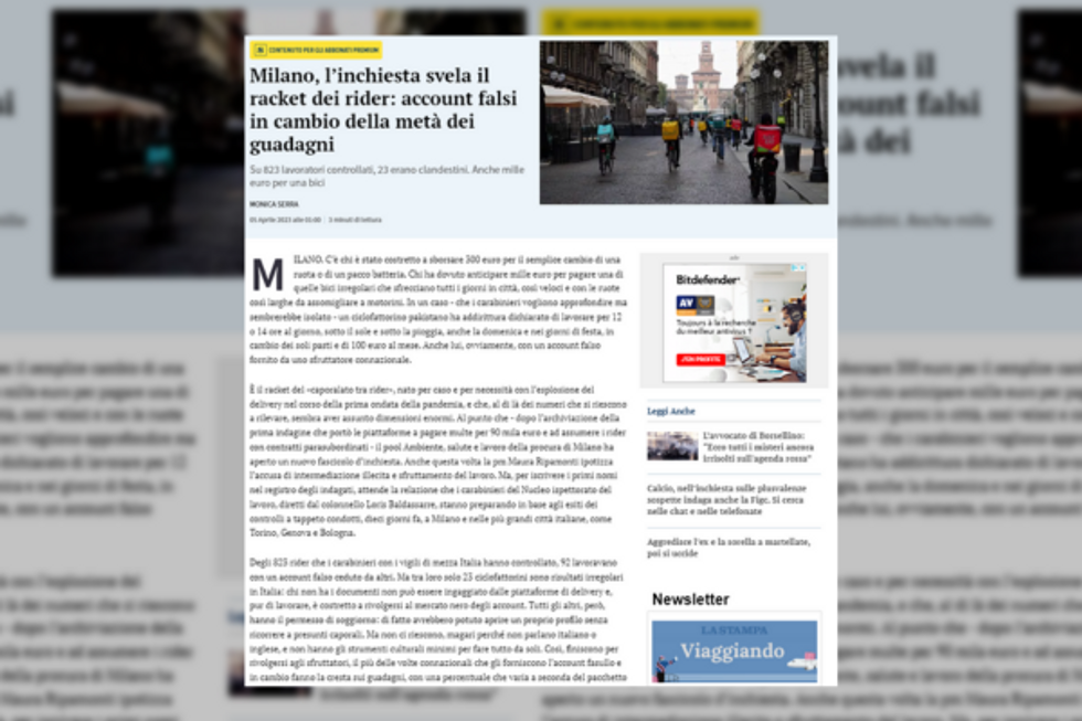 ? ?? Uncovering Italy’s exploitation of gig economy workers