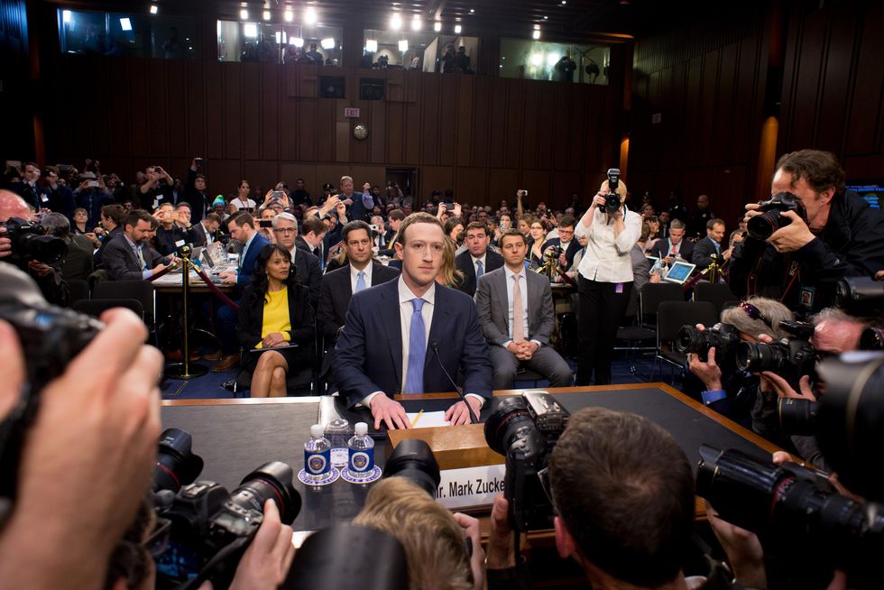 Facebook CEO Mark Zuckerberg testifying before the Senate judiciary and commerce committees on Capitol Hill over social media data breach, in Washington, DC, USA​, on April, 10 2018.​