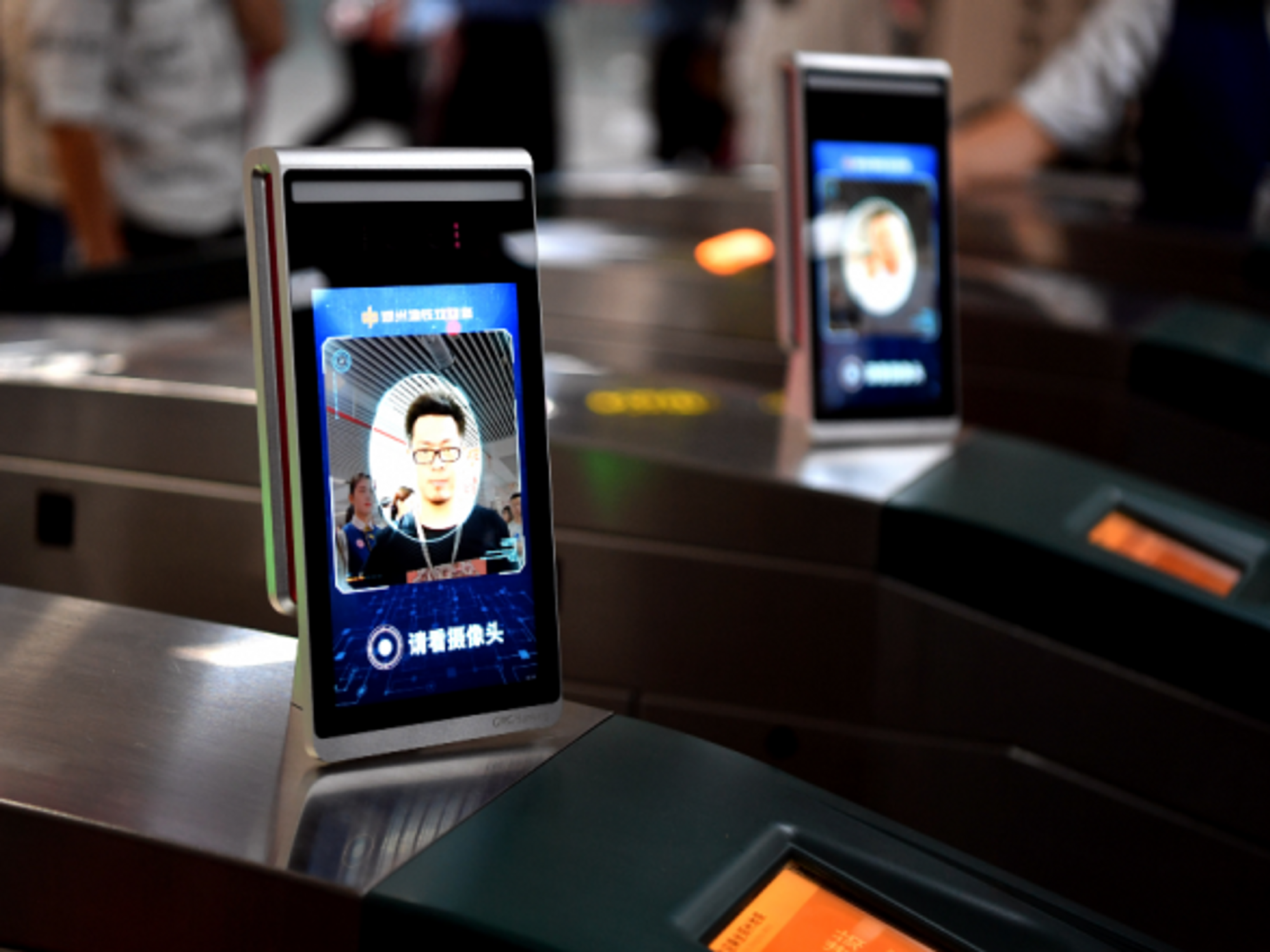 Facial recognition payment at a subway station in Zhengzhou, China