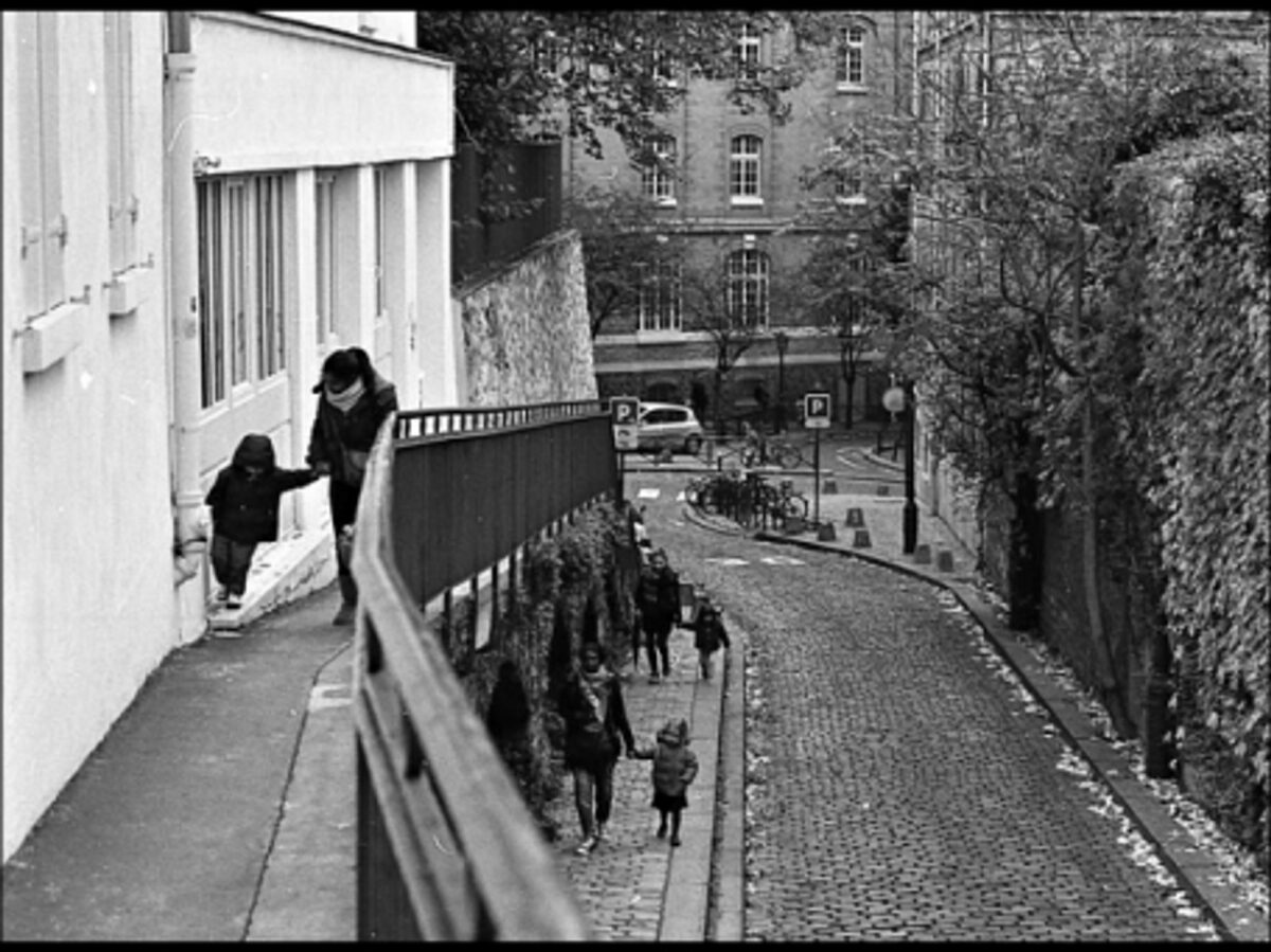 Families coming home after school in Montmartre, Paris