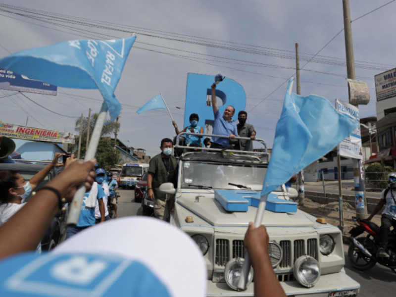 Far-right candidate Rafael Lopez-Aliaga in Lima, Peru, on March 20