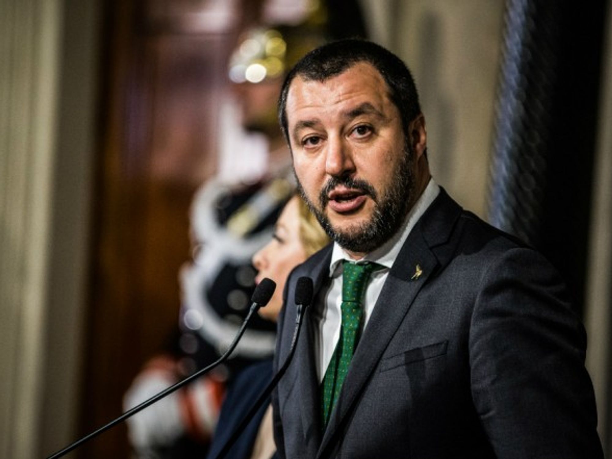 Far-right League party's leader Matteo Salvini in Rome, Italy on April 12