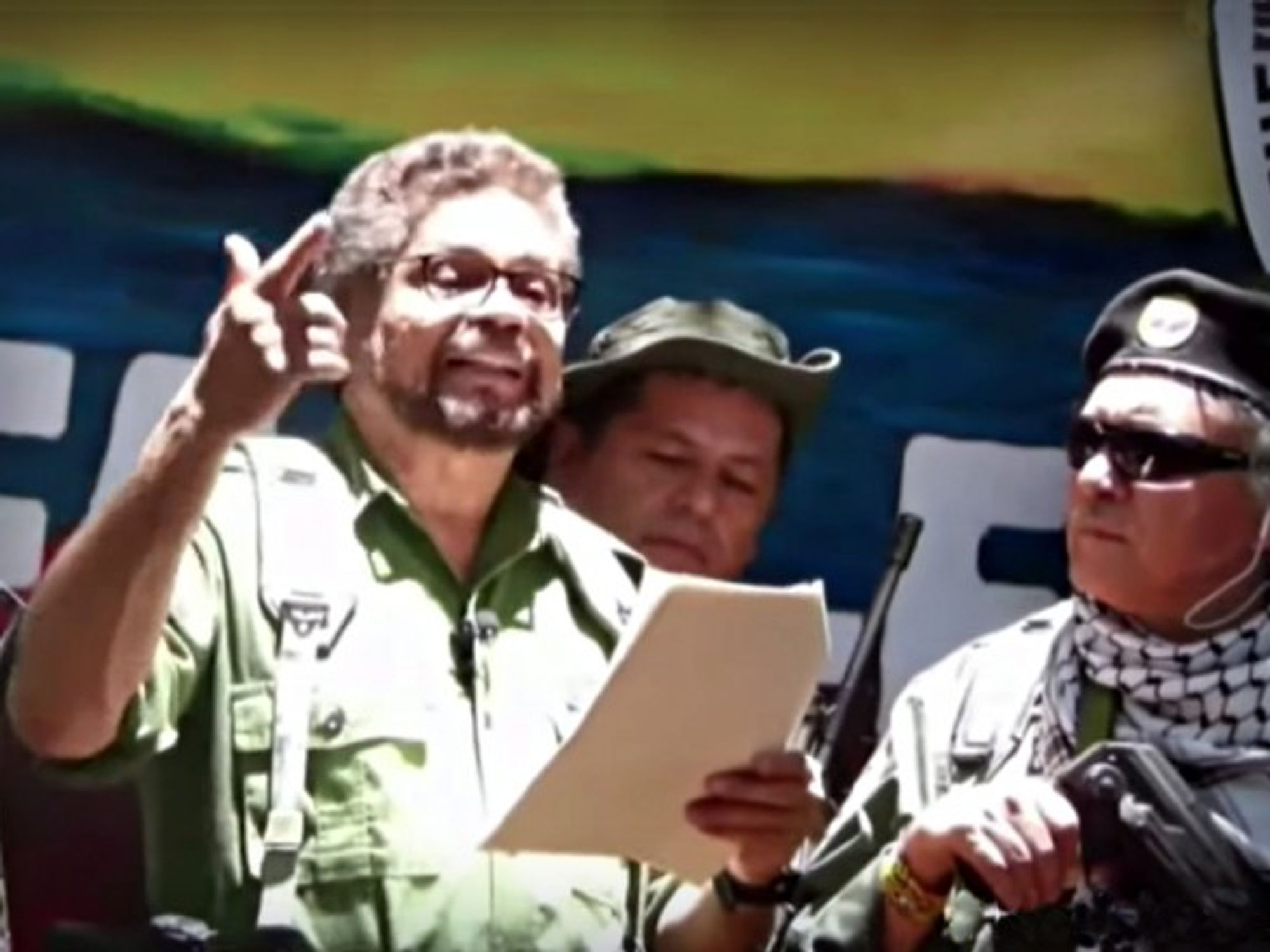 FARC leader Ivan Marquez speaking on Aug. 29