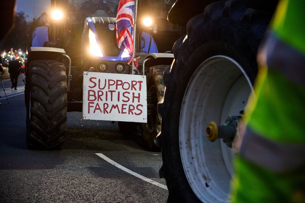 Farmers bring their tractors into London duringa protest organised by Save Briish Farming and Farmers for Fairness.