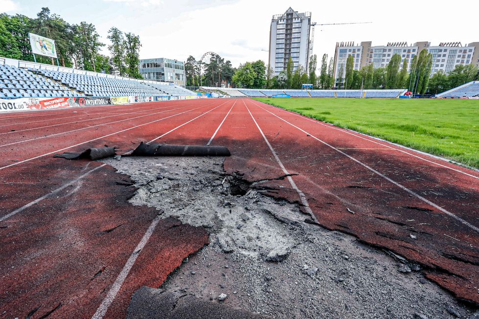 Field at the Dynamo Stadium destroyed