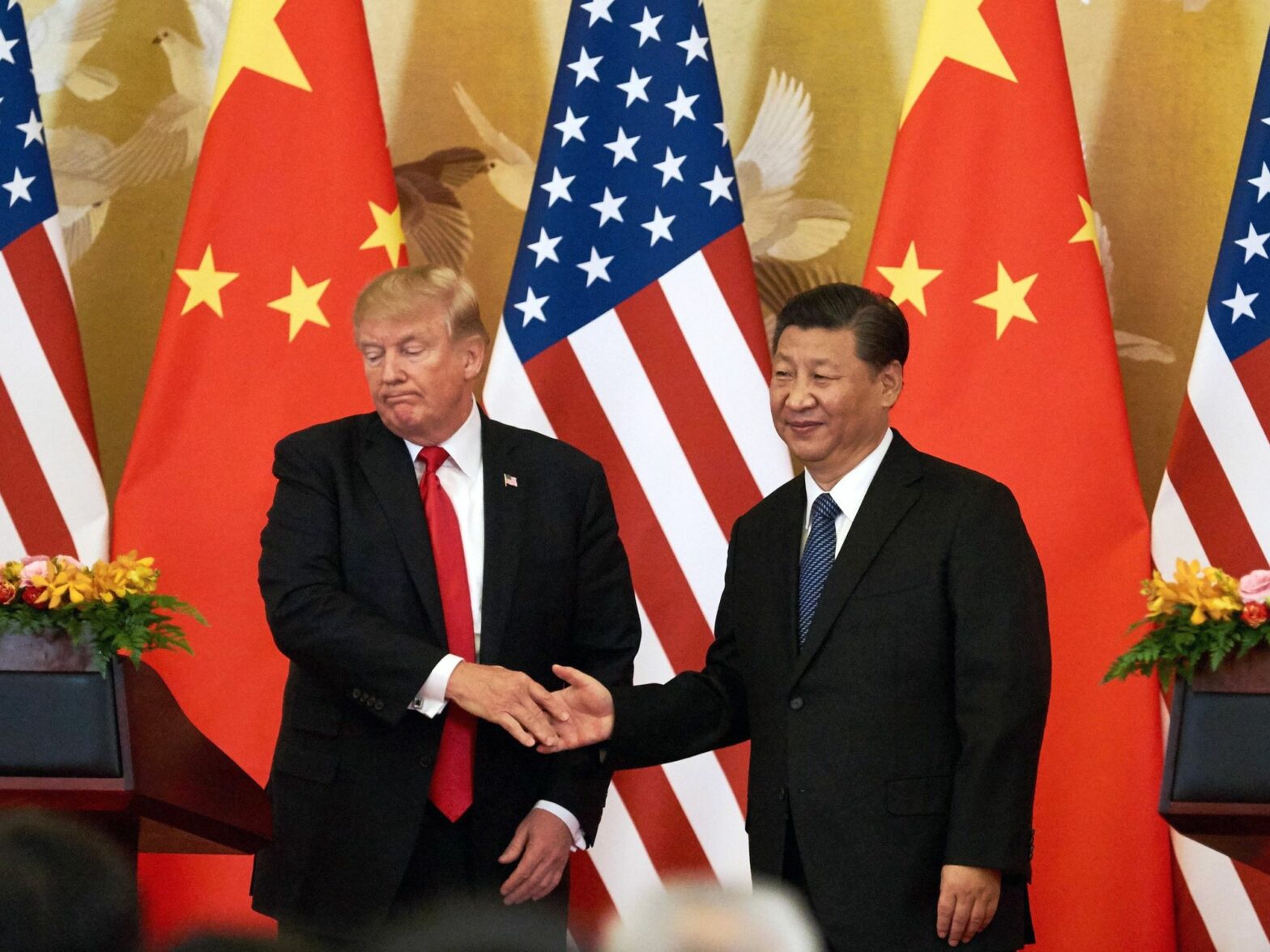 File photo of ​Donald Trump and Xi Jinping meeting in Beijing back in November 2017