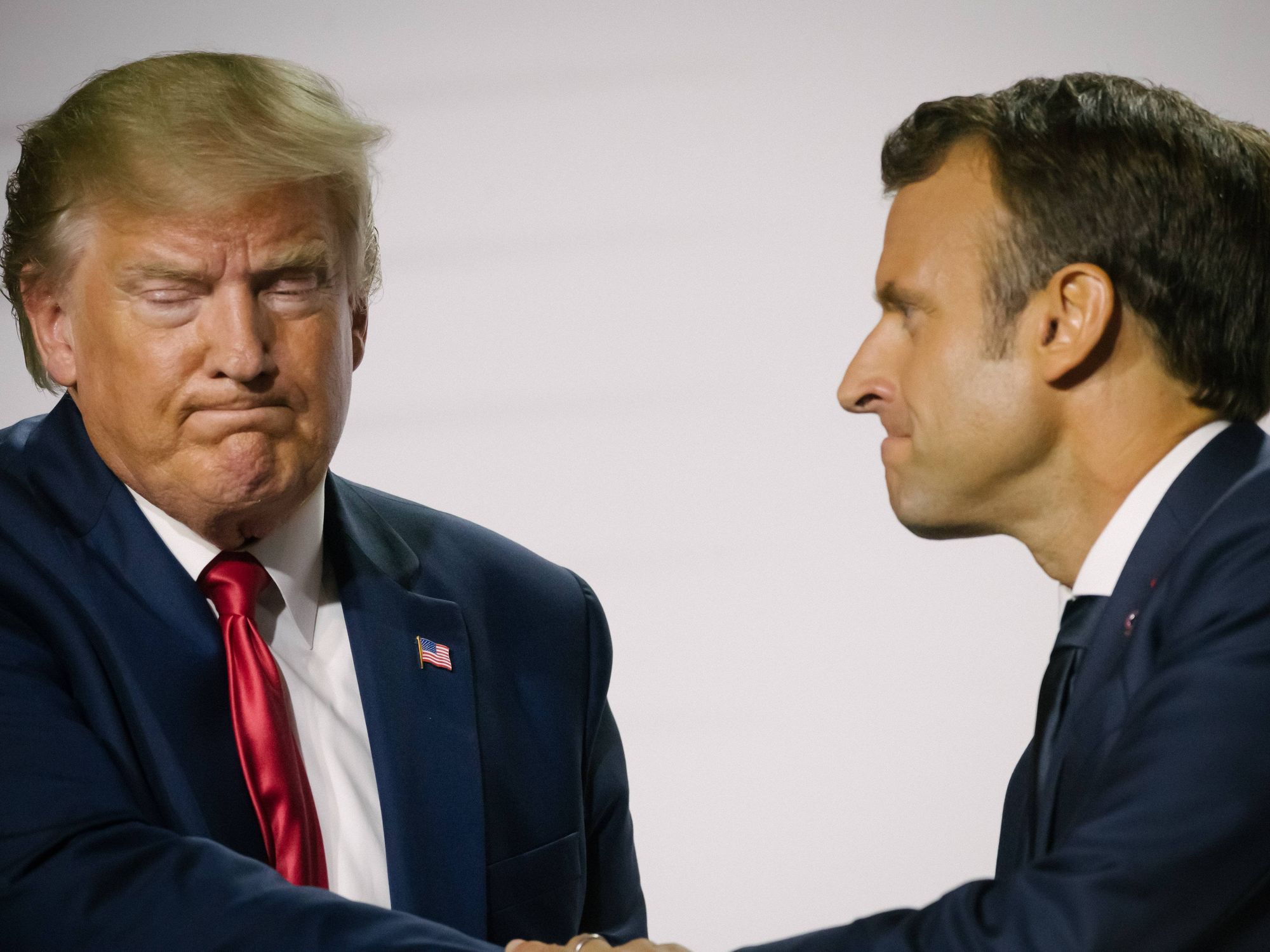File photo of Presidents Trump and Macron meeting in Biarritz, France