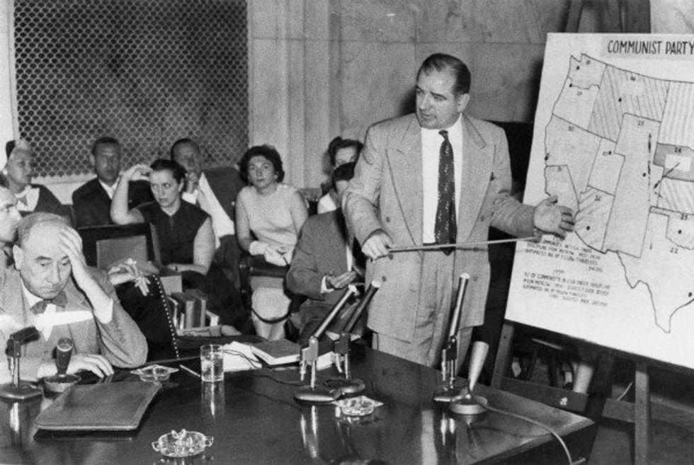 File photo of U.S. Senator Joe McCarthy (right) in 1954