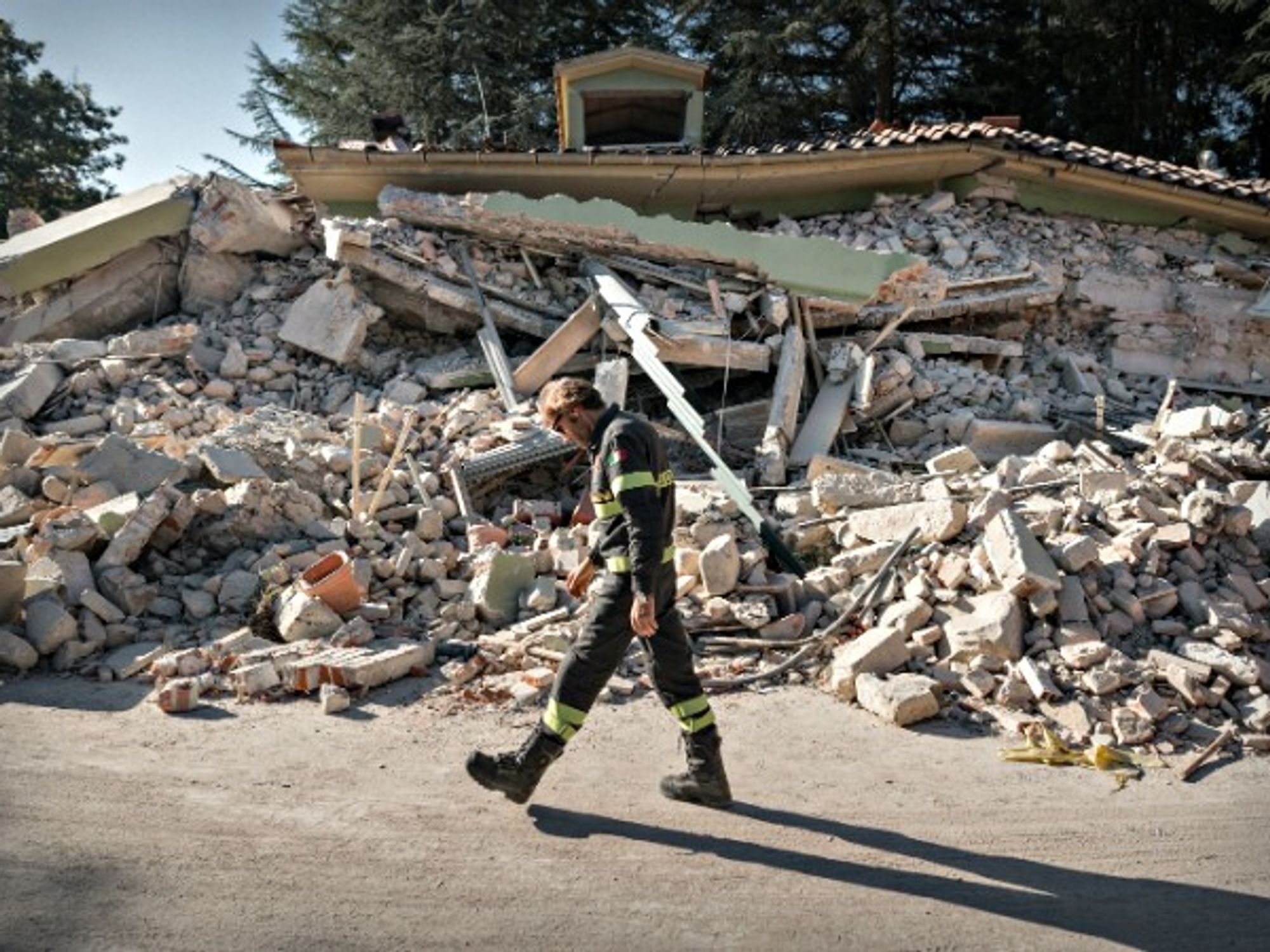 Firefighter in Amatrice on Aug. 28