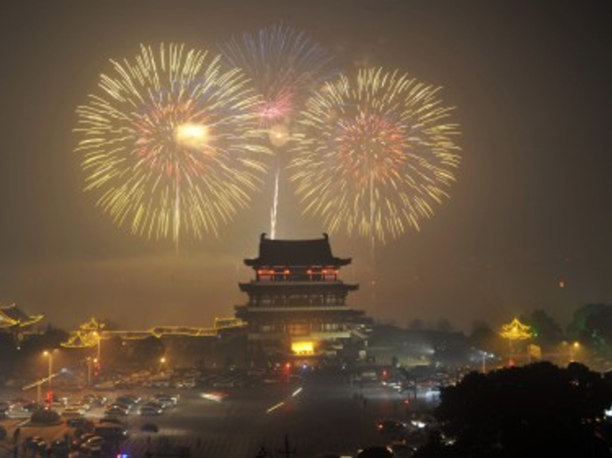 Fireworks celebrate the Chinese Lunar New Year in the capital of central Chinaâ€™s Hunan Province.