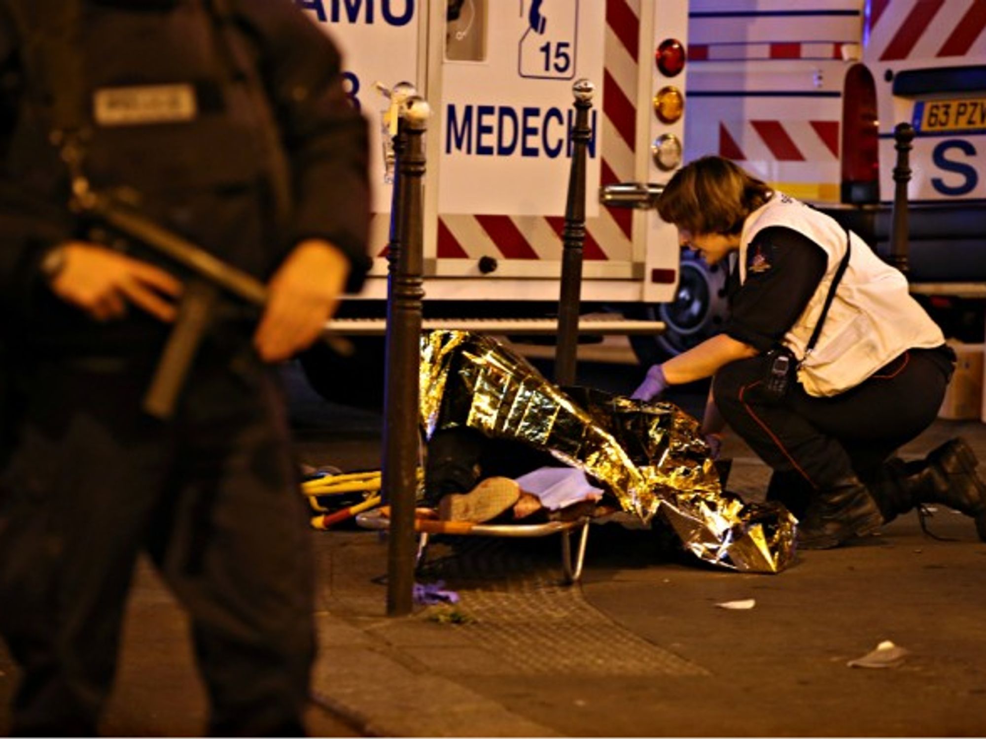 First aid on the scene of the Bataclan attack in Nov. 2015