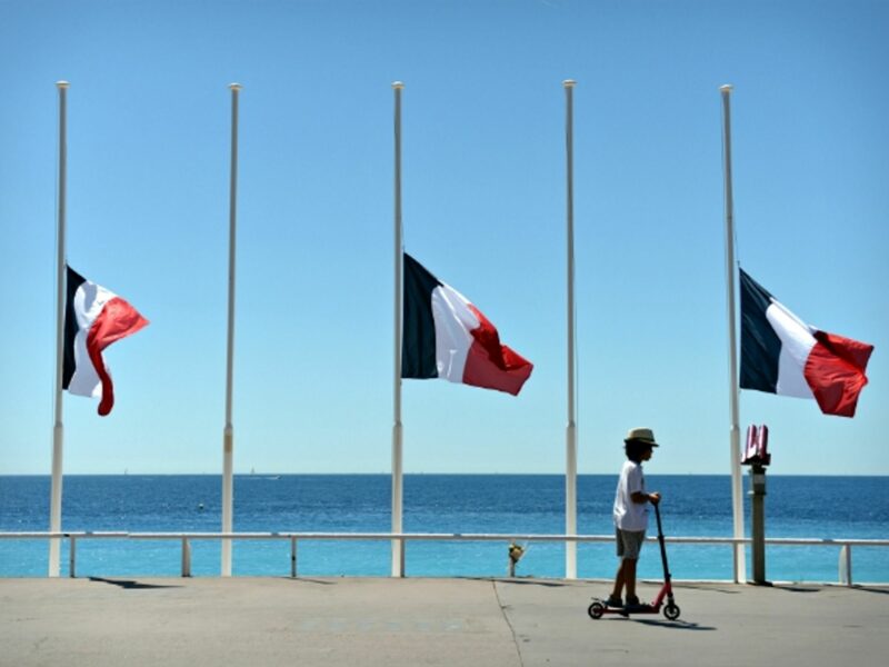 Flags flying at half-mast in Nice after the July 14 terror attack