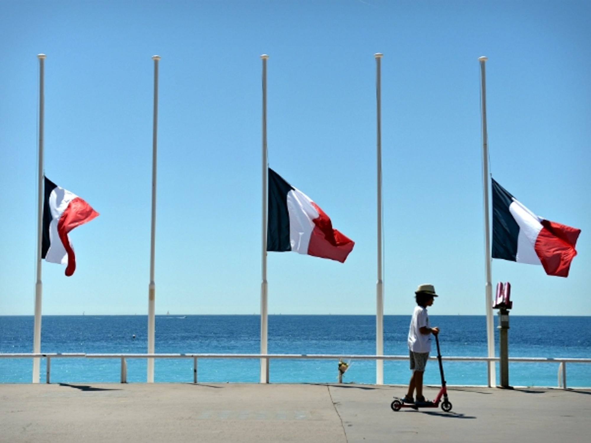 Flags flying at half-mast in Nice after the July 14 terror attack