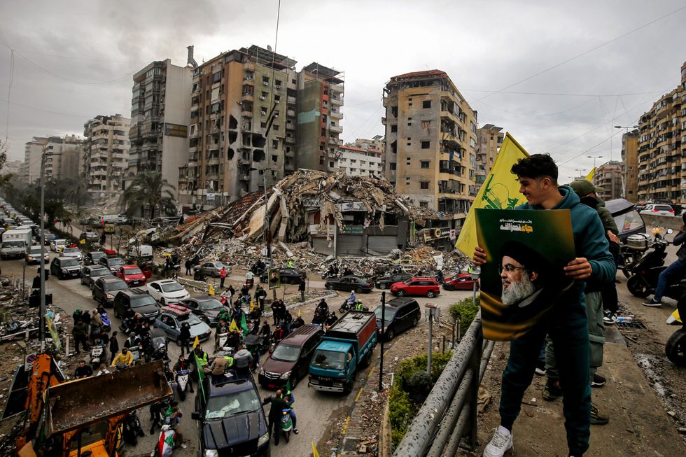 Following the ceasefire between Israel and the Lebanese Hezbollah militia, traffic is congested as thousands of displaced people flock to the devastated Beirut southern suburb, Lebanon, Beirut, Nov. 27, 2024.