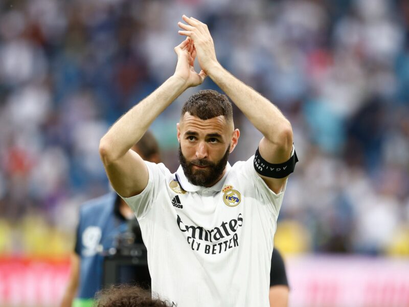 Footballer Karim Benzema, in his Real Madrid kit